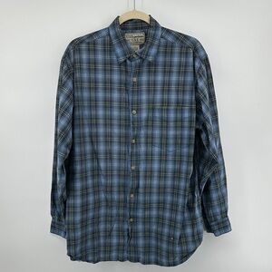 VTG 100%Cotton 90s Grunge Outerwear Paint Spots Casual Blue Checkered Shirt SZL